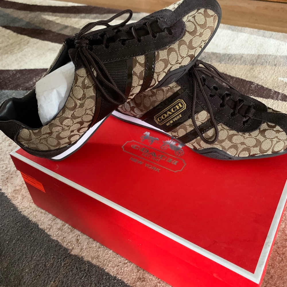 Coach Remonna Sneakers in Khaki/Bronze.